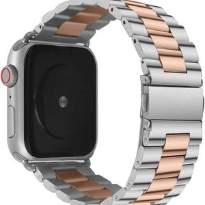 Band compatible w/ Apple Watch 2 Tone Rose Gold & Silver 42mm/44mm Unisex